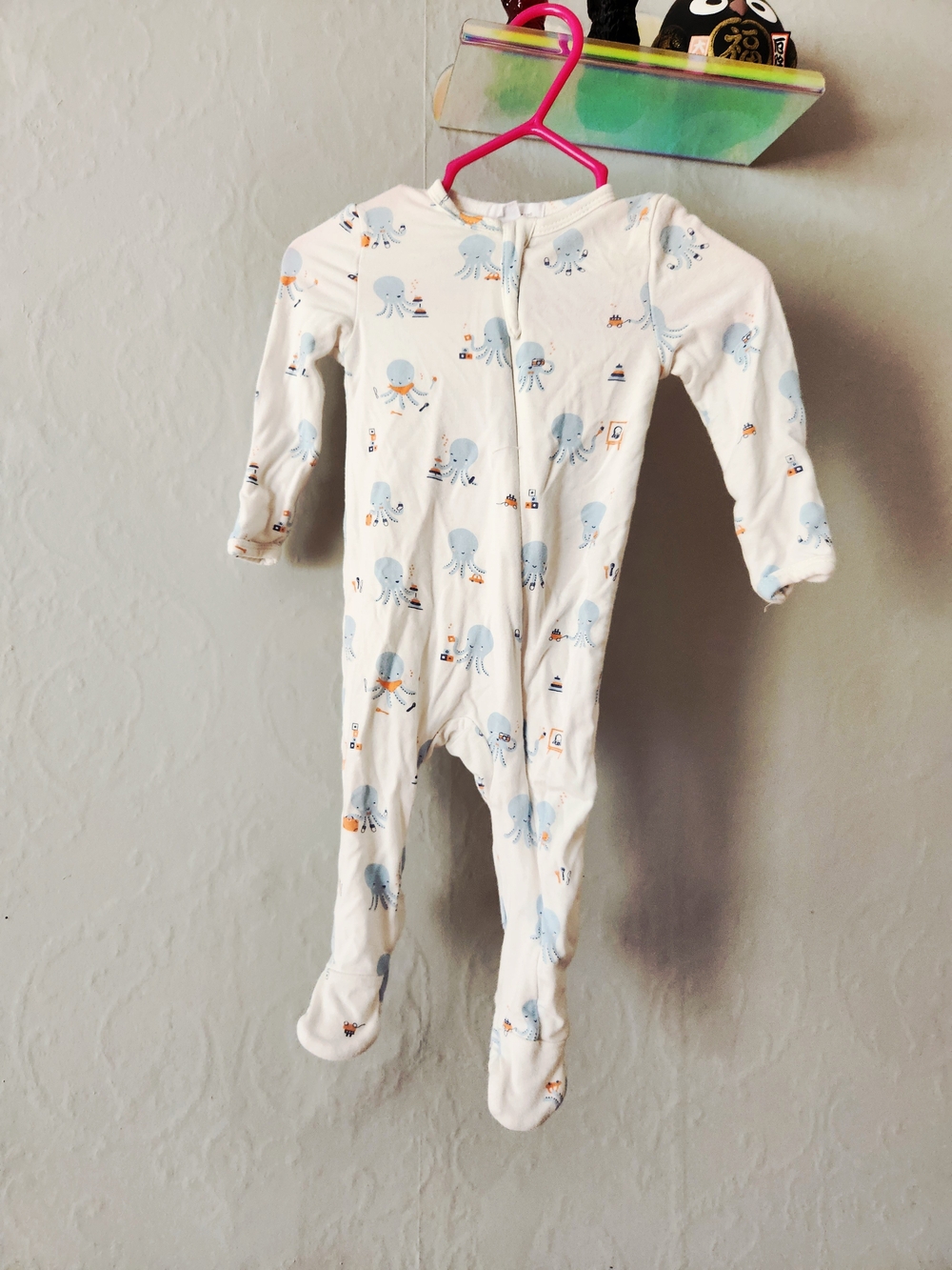 Angel Dear Bamboo Blue Octopus Print Footie